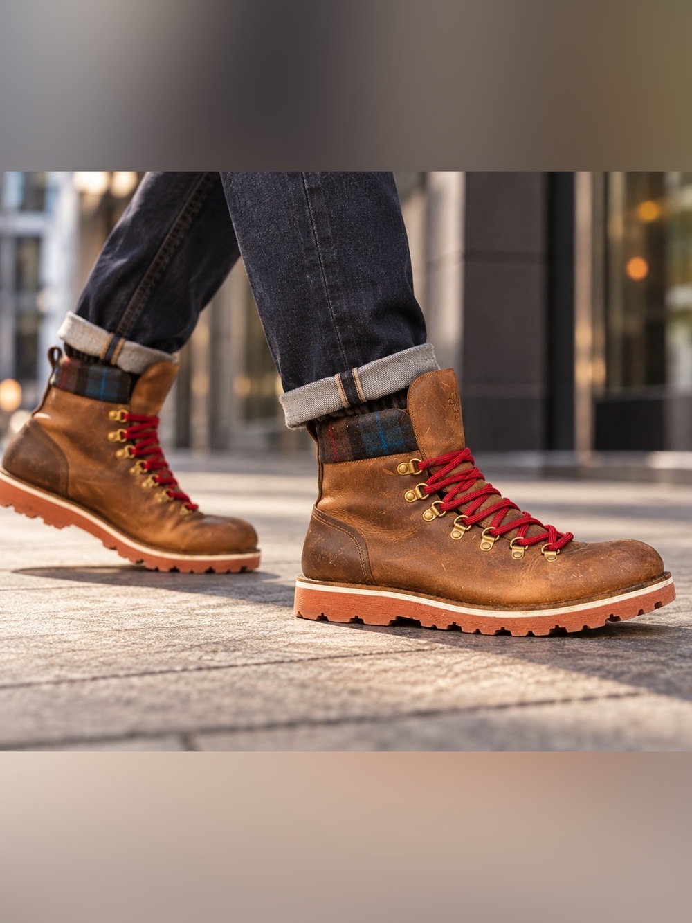 Cole Haan mens Hunter hiker boot plaid/oiled leather 11 lug Nike Air